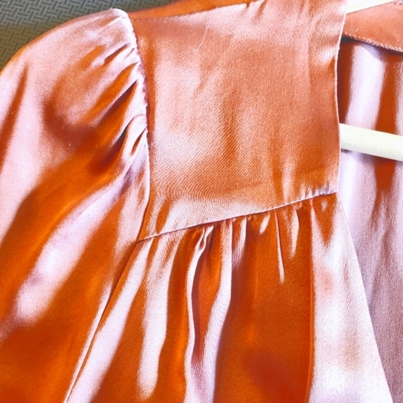 NWT Reformation Chrisley Long Sleeve Silk Mini Wrap Dress In Praline - Picture 8 of 8